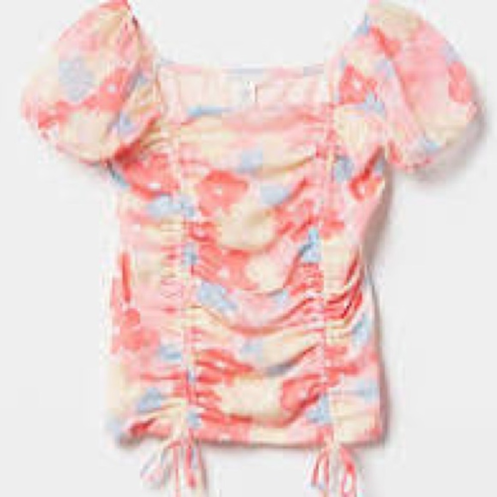 Full Tilt Girls Floral Mesh Pink Top Size Girls Large